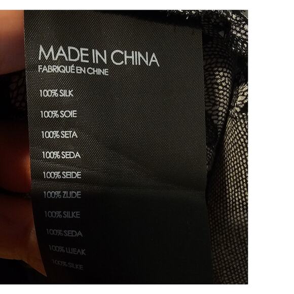 Club Monaco 100% Silk Dress Gray Black Floral Accents, Sz 00 , NWOT - Picture 5 of 9